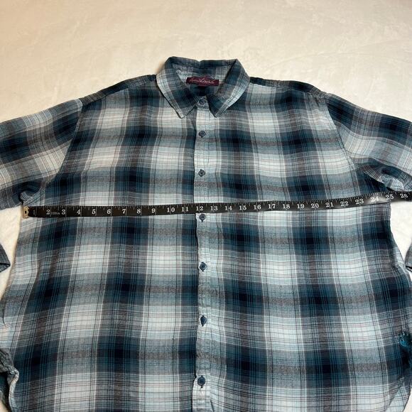 Gloria Vanderbilt Plaid Lightweight Button Up Shirt Size L Roll Tab Relaxed Fit - Picture 7 of 8